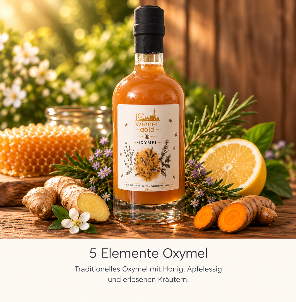 5 Elemente Oxymel mit Blütenhonig – Wiener Gold